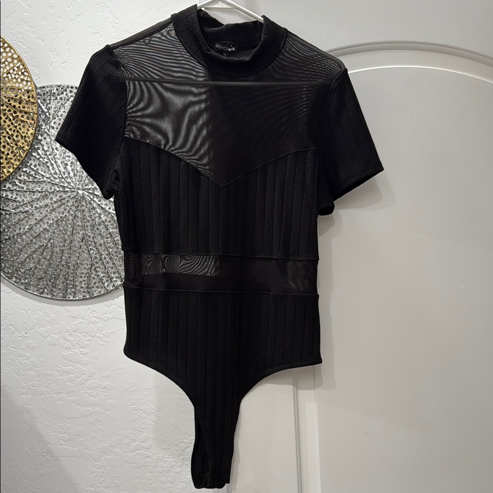 Fashion Nova Black Ribbed Bodysuit
